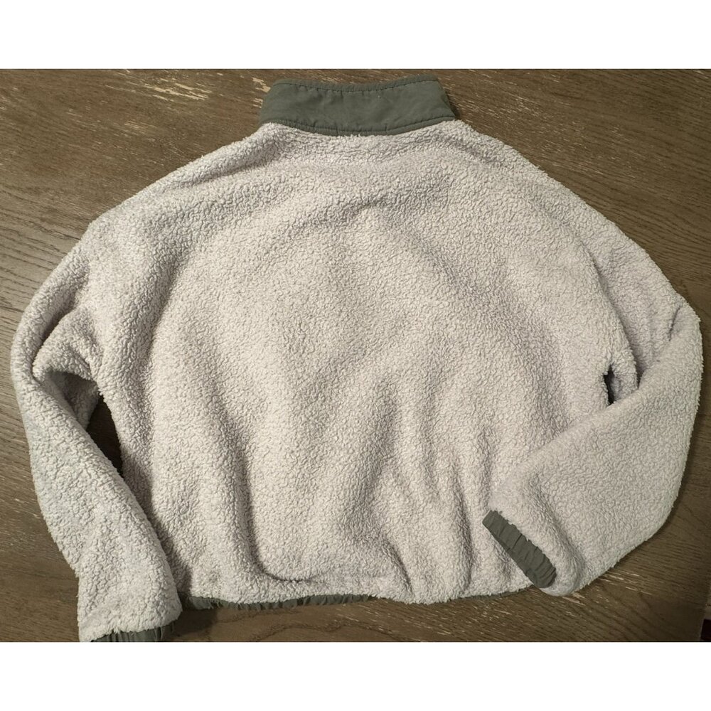 Vuori Cozy Sherpa Popover Women Sherpa Pullover Jacket Cream Green 1/2 Snap - Picture 10 of 12